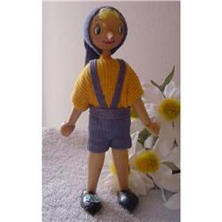 Doll Wooden Poland  PINNOCHIO YELLOW Wood 1970s#1503106