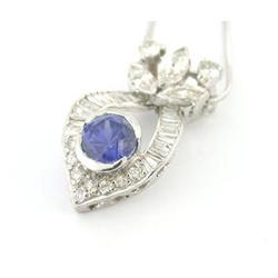 Vintage Ceylon Sapphire & Dia Platinum Pendant #1514731