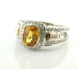 1.97ct Yellow Sapphire & Diam 18k Gold Ring #1514733