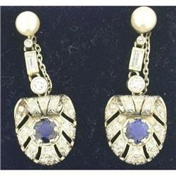 Vintage Bucheron Dia Sapp Prl Platinum Earrings#1514739