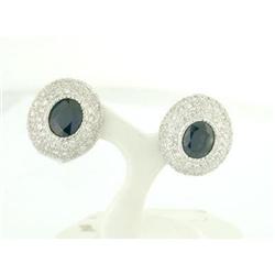 Custom Sapphire & Diamond 14k Gold Earrings #1514740