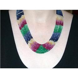 Vintage Sapphire Ruby Emerald Dia Bead Necklace#1514767