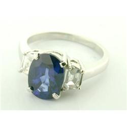 4.04ct Ceylon Sapphire & Dia Platinum Ring #1514768