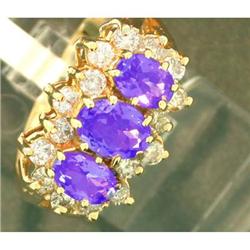 3 Across 3tcw Tanzanite & Dia 14k Y Gold Ring #1514776