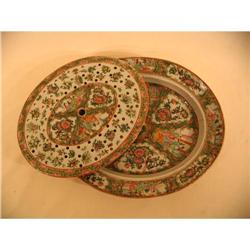 Rose Medallion Platter with matching strainer #1514885