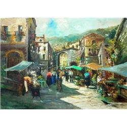 Magnificent Vincenzo Irolli Painting, The Fair #1514893