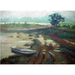 French Maurice de Vlaminck Oil Painting, Boat #1514900