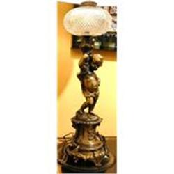 Pair of Antique Cherub Lamps #1514960