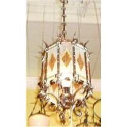 Iron and Art Glass Lantern Fixture Chandelier #1514969