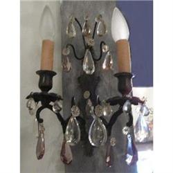 Pair of Bronze and Crystal Sconces Wall Lights #1514985