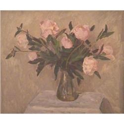 OLD RUSSIAN PAINTING ROMANTIC ROSES B. Rapoport#1515015