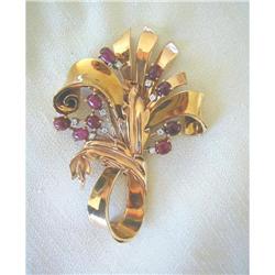 OUTSTANDING RETRO RUBY,DIA.,14K ~ 3 1/4" PIN #1515030