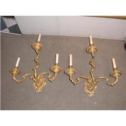 Pair of electrified dore bronze wall sconces, #1515051