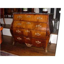 Dutch bombe mahogany commode with marble top #1515089