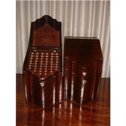 Pair of George III mahogany inlaid knife boxes #1515092