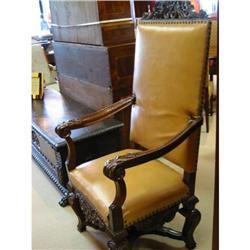 French hand carved walnut throne chair #1515152