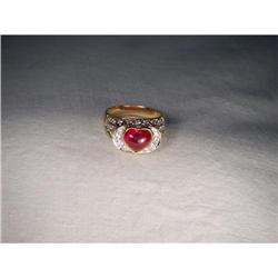 Estate 18K Filigree Ruby Diamond Heart Ring #1515163