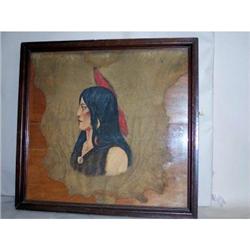 American Indian Portrait Painting on Hide #1515275