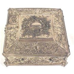 Elaborate Large  Silver Jewel Box Antique #1515276