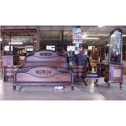 ANTIQUE ROSEWOOD VICTORIAN 7 PC QUEEN BED SET #1515390