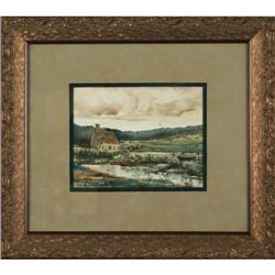 Alice Beek ?Landscape? original watercolor #1526333