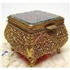 Image 1 : STUNNING BEVELED GLASS&FILIGREE JEWELRY BOX  #1526458