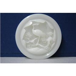 Well  Carved  White  Jade  Disc  With  A  Crane#1526555