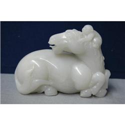 Solid  White  Jade  of  Horse  and  Monkey #1526556