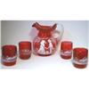 Image 1 : Fenton Mary Gregory Cranberry Pitcher and 4 #1526589
