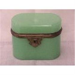 Antique Green Opaline glass Jewelry Box #1526742