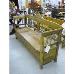 Antique Pine bench with storage bins #1526774