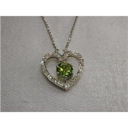 14K WG Gold Peridot Diamond Pendant Necklace #1526783