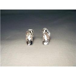 Estate 14K WG Gold Diamond Shoe Huggie Earrings#1526810