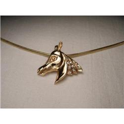 Estate 14K YG Diamond Horse Equestrian Pendant #1526840