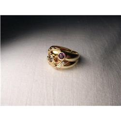 18K Diamond Amethyst Green Pink Tourmaline Ring#1526842