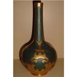 ANTIQUE JESSE DEAN GOLD OVERLAY JPL VASE  #1526990