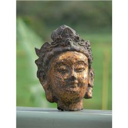 Ancient Gold Gilt Bust of Kwan Yin #1538156