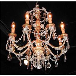 Elegant French Giltwood & Crystal Chandelier #1538176