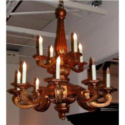 Elegant French Giltwood 12 Light Chandelier #1538183