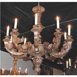 Nicely Carved French Wood Chandelier #1538199
