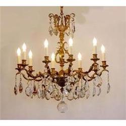Italian Bronze and Crystal Chandelier #1538204