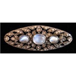 Early French Moonstone & Diamond Brooch #1538251