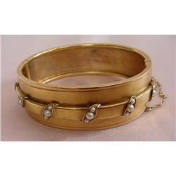 15K Gold Seed Pearl Bangle Bracelet #1538312