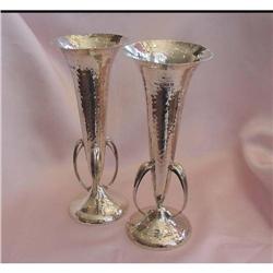 Pair Hammered Sterling Scottish Vases #1538321