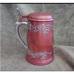 Red Patinated Tankard with Sterling Overlay #1538324