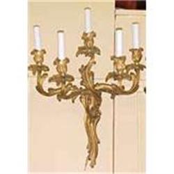 Pair of French Art Nouveau Bronze Sconces #1538461