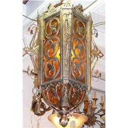 Bronze and Mica Lantern Chandelier Fixture #1538468