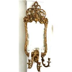 Antique Pair of Large Mirrored Sconces #1538474