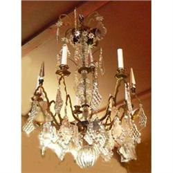 Antique French Bronze And Crystal Chandelier #1538497