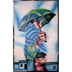 ORIG ECUADOR OIL PAINTING OF A MOTHER & CHILD #1538566